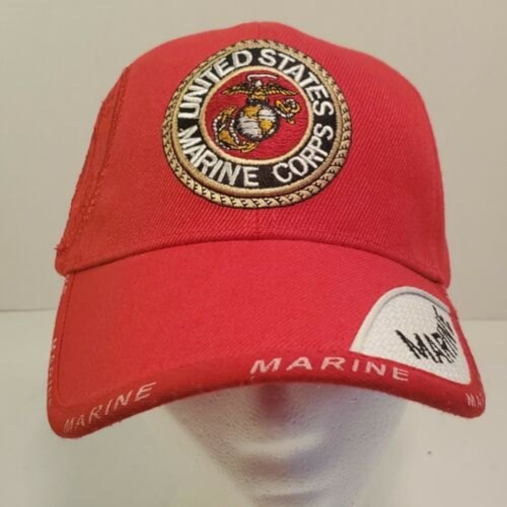 UNITED STATES MARINE CORPS HAT RED ADJUSTABLE CAP